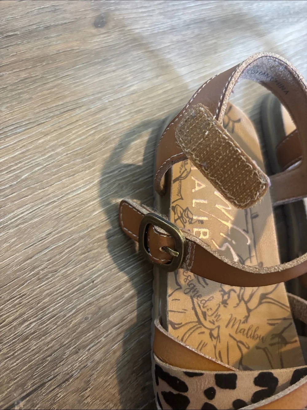 Kids Brown Leopard-Accent Sandals